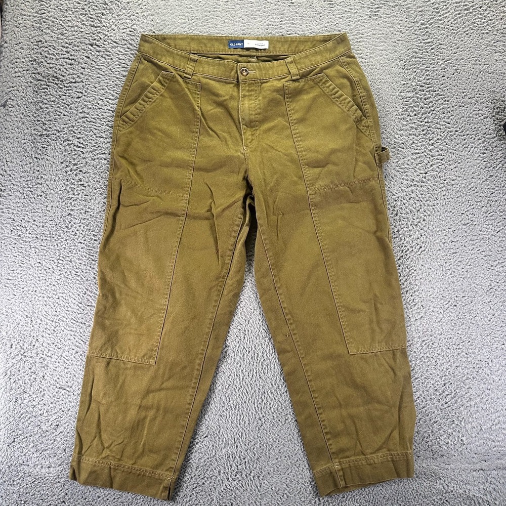 Old Navy Pant Womens 18 Green Cotton Twill Carpenter Straight Utility Technician